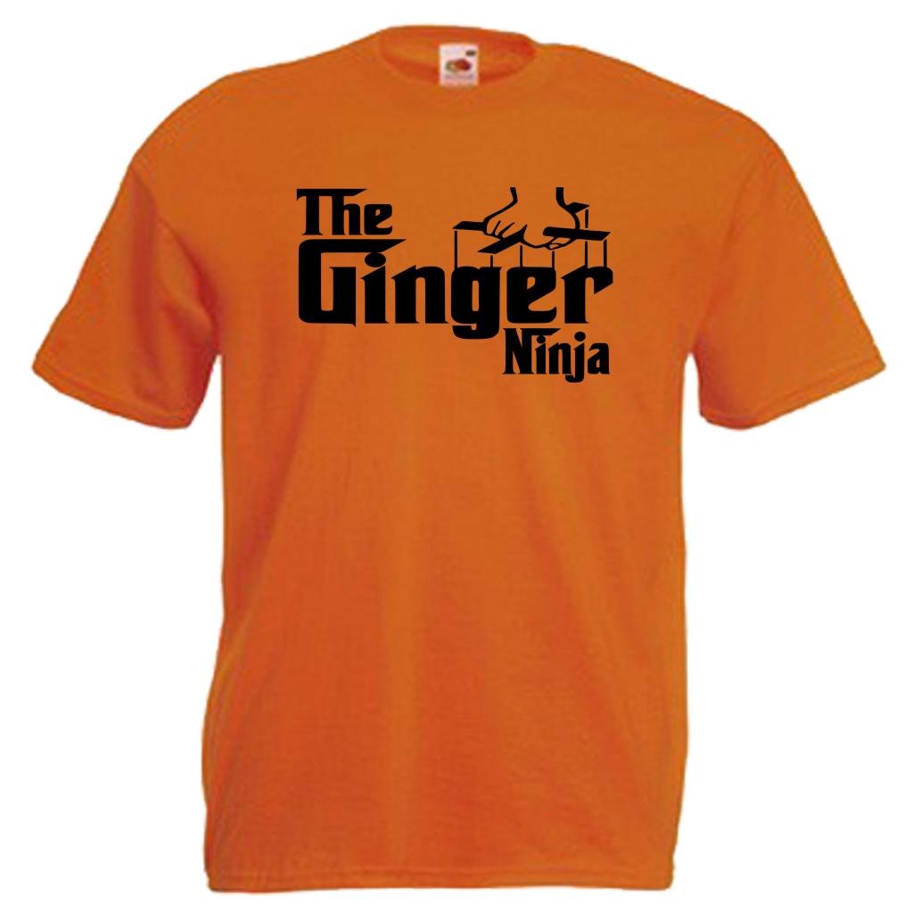 shaniztoons The Ginger Ninja Funny Ginger Hair Slogan Adults Mens Unisex Gift T-Shirt Medium Orange