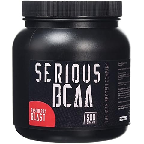 The Bulk Protein Company Serious BCAA Powder 500g, 100 Servings Pre Workout - Helps Build Muscle - Raspberry Blast Cover