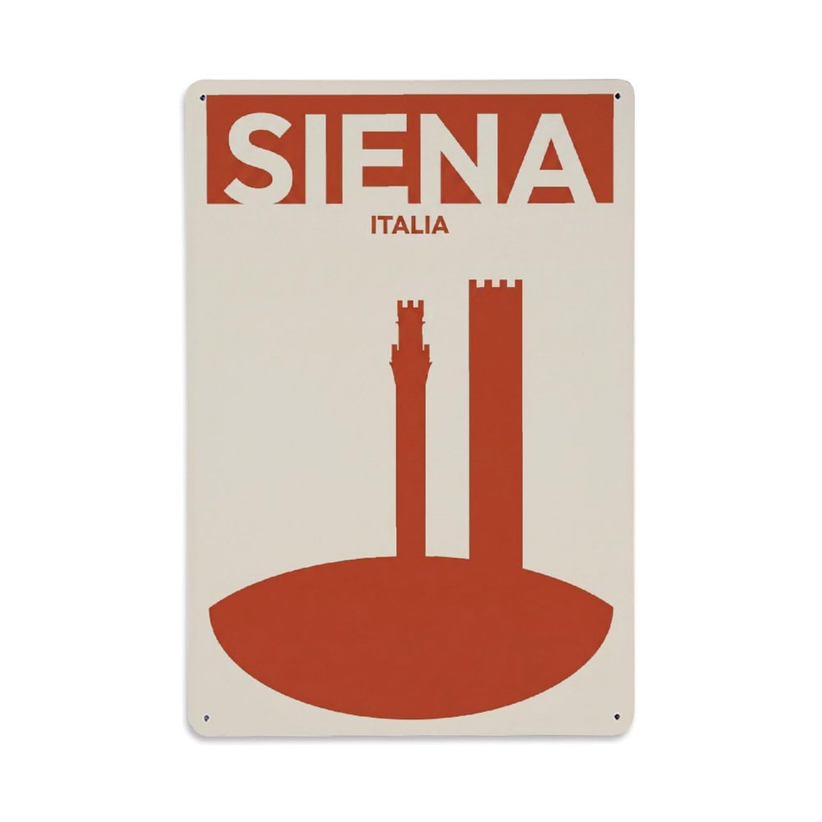 Olhnbad Style Cathedral Siena Italy Minimalist City Travel Metal Tin Sign