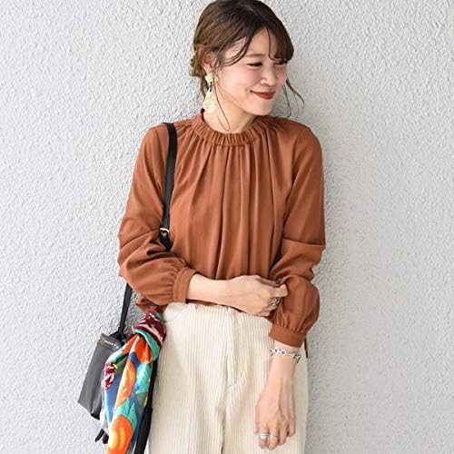 Amazon シップス レディース Ships For Women ハイネックギャザーブラウス キャメル One Size シャツ ブラウス 通販