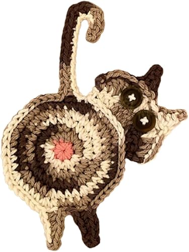 PHILISENMALL Bonitos posavasos tejidos para gatos, coloridos antideslizantes, resistentes al calor, divertidos, hechos a mano, para beber, crochet,