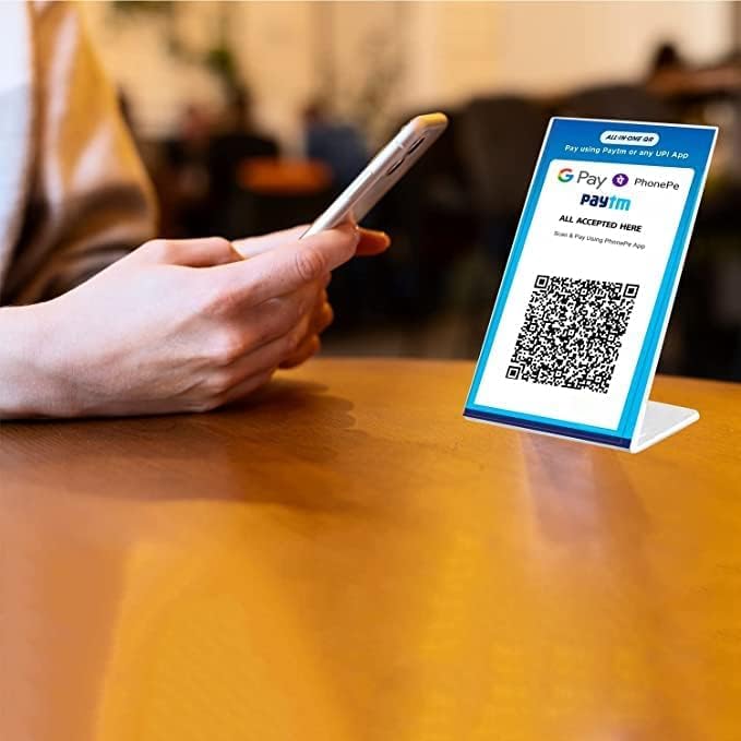 Image of Ferauax Imported (6 Pack) Acrylic QR Code Display Stand - 4x6 Inch (A6) L-Shape Portrait Menu & Ad Frame - Tabletop Display Stand for Restaurants and Cafes 2mm Thickness (Note:- QR Code Need to be pasted on this board, Not the insert type)