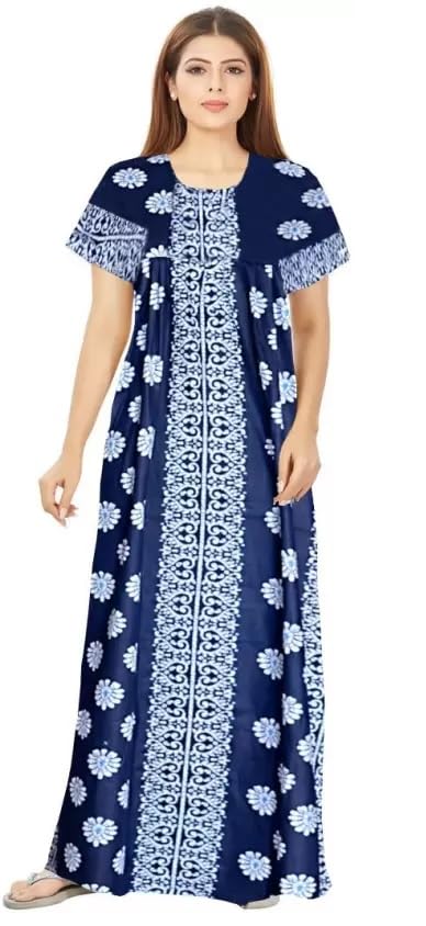 Image of WiWi Women's Cotton Maxi Nighty Gown (Pack of 2)