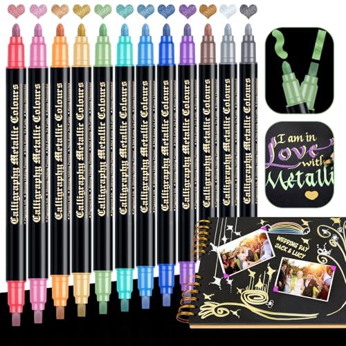 Marqueurs métalliques pointe biseautée et ronde feutres de scrapbooking polyvalents