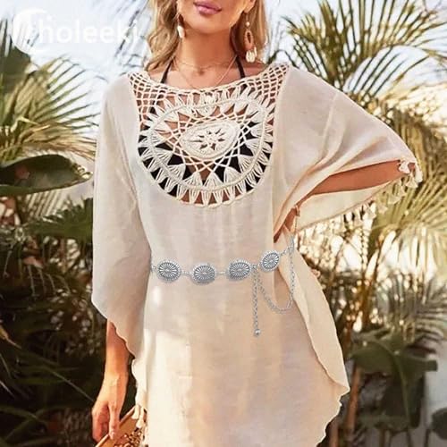 Women Concho Chain Belt Metal Link Western Cowgirl Turquoise Waist Chain Belts for Dress Jeans4