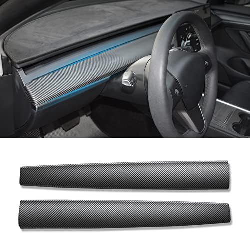 Tesla Model 3 / Y Dashboard Cover - Carbon Fiber Interior Mods Model Y 2023 - 2025.03 (Made In Usa) / Glossy Carbon Fiber - Foto 4