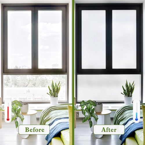 Image of WPCTEV Frosted Glass Window Privacy Film, Static Cling, Pure 35.4In x 20Ft