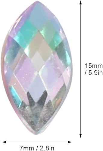 Miniatura 2 de Walfront 500 diamantes de imitación de cristal, 0.236 x 0.596 pulgadas de acrílico en la parte trasera plana, decoración en forma de ojo de caballo