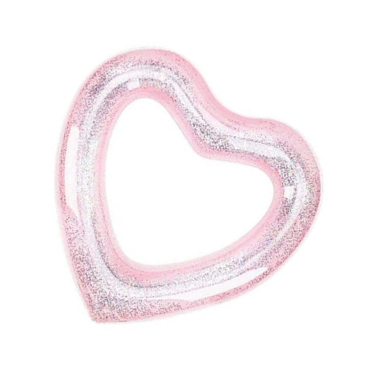 LIOOBO Inflatable Heart Pool Float Glitter Heart Swim Ring Fun Outdoor Beach Pool Accessory Portable Lightweight for Summer Water Parties