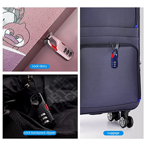 Mini Padlock, BARRYSAIL 3 Pcs Small Locks Set with 3 Digits Combination for Kids Diary Backpack Zipper (Black+Blue+Pink) - Image 6