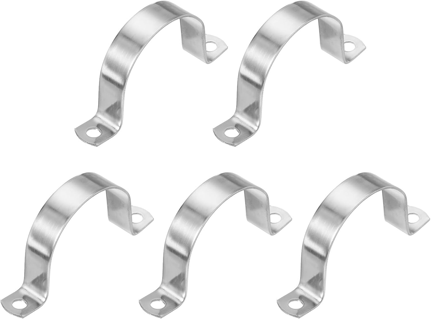 PATIKIL 2-1/2" (63mm) Rigid Pipe Strap, 5 Pcs 304 Stainless Steel Conduit Clamp 2 Hole Thicken U Bracket Pipe Clamp Tube Strap for Pipe Cable Wire Fixing