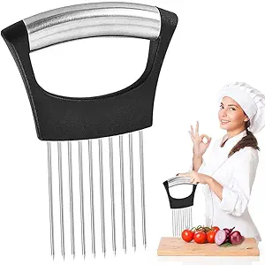 CHARITRA ENTERPRISE Best Utensils Onion Holder Slicer Vegetable Tools Slicing Guide Vegetable Tomato Lemon Meat Holder Slicer Tools Cutter, | Stainless Steel Cutting Kitchen Gadget