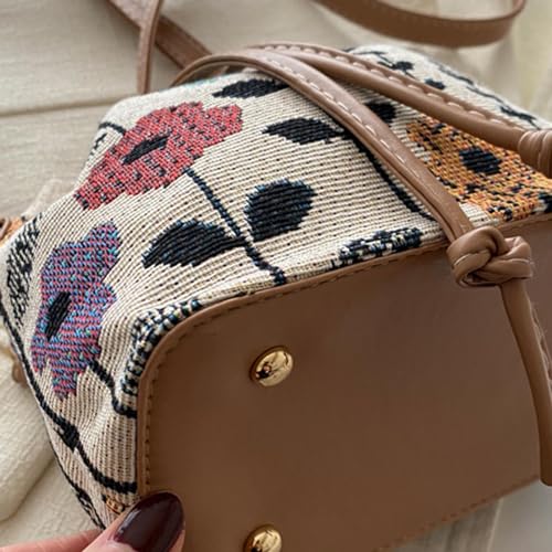 Women Bag Ethnic Styles Shoulder Bag Fashion Messengers Bag Simple Bucket Bag Drawstring Crossbody Bag for Daily Trav3