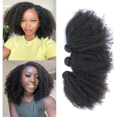 Mongolian Afro Kinky Curly Bundles Human Hair Crochet Hair for Black Women Boho Braids 4B 4C Afro Kinky Bulk Human Virgin Hair Burmese Curly Weave Bundles Human Hair Weft Natural Black 16 18 20 Inch Cover