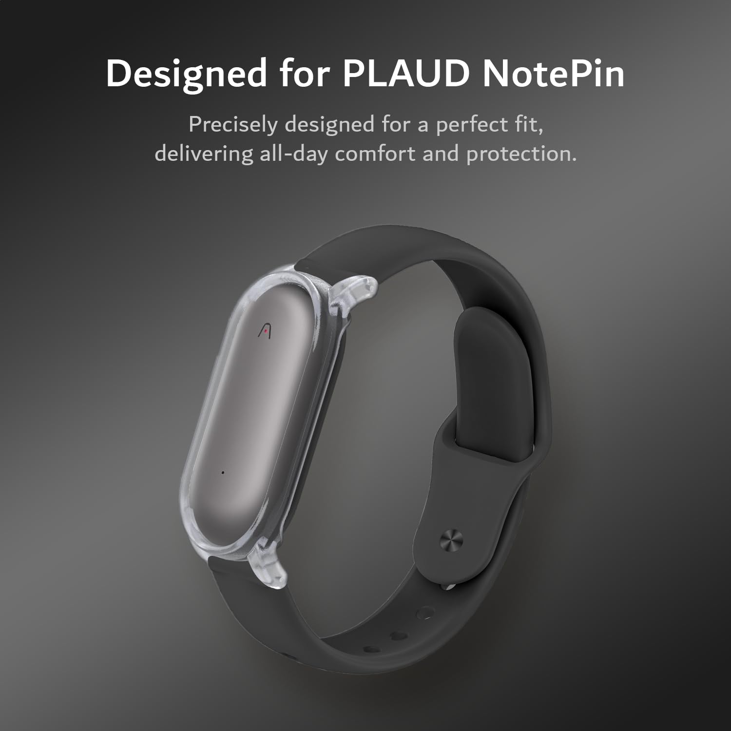 TUDIA Étui PC à Clipser Bracelet en Silicone réglable pour PLAUD NotePin AI Noir