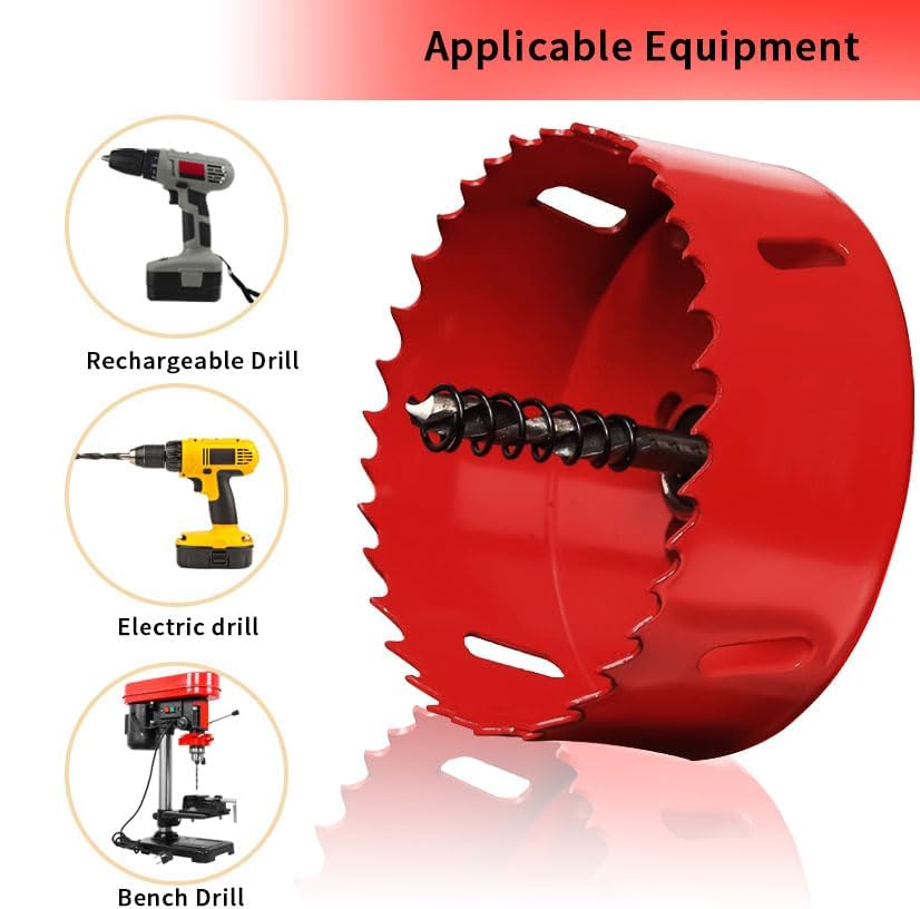 75mm Hole Saws Cutter, HSS Bi-Metal Drill Bit for Wood Plastic, UPVC, Fiberglass and Plasterboard, Red - Image 4