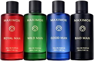 MAXIMOR Eau de Parfum for Men Pack of 4 (100ml Each) | Royal, Wild, Good & Bad Man Perfume | 12 Hours Long Lasting Fragran... Price In India