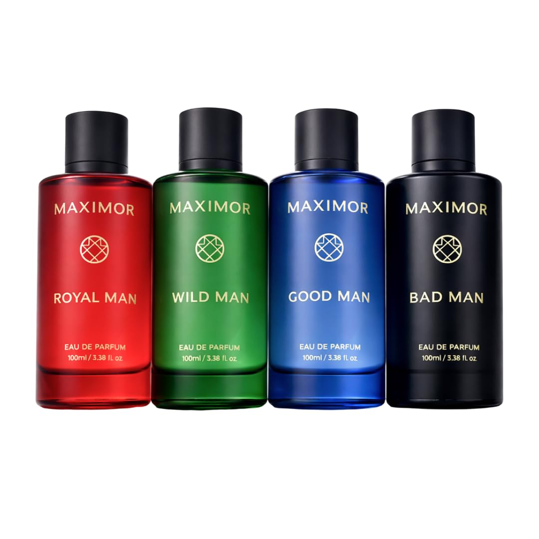 MAXIMOR Eau de Parfum for Men Pack of 4 (100ml Each) | Royal, Wild, Good & Bad Man Perfume | 12 Hours Long Lasting Fragrance for Daily, Office & Party Use-image-31