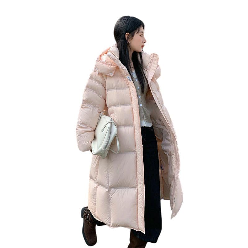 Doudoune longue d'hiver pour femme à capuche épaisse bloquant le froid avec son style coréen
