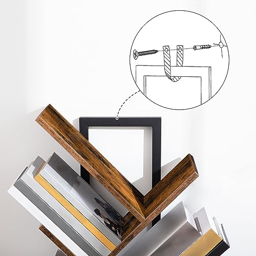HOOBRO Bücherregal mit Schublade, Standregal mit 9 Ebenen, Baumförmiges Bücherregal, DVD Regal, Bücherturm Freistehend, für Wohnzimmer… – Ansicht 7