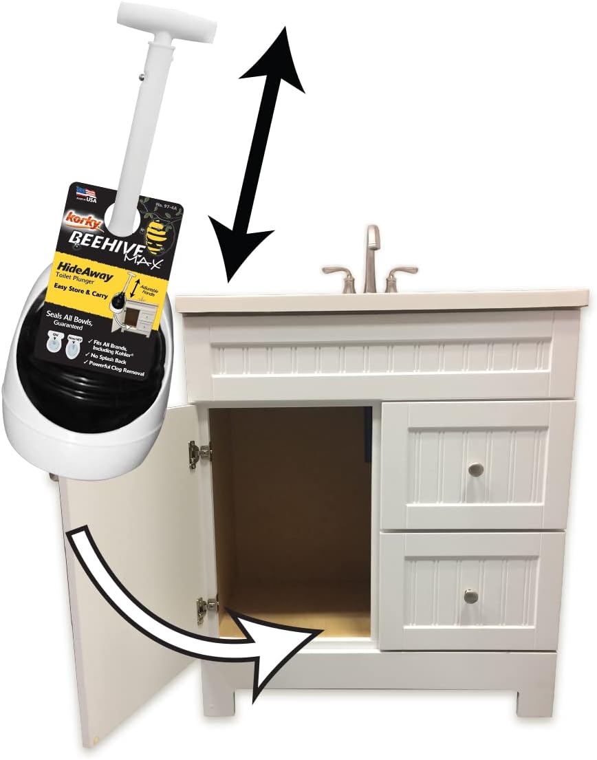 Korky 97-5A BeehiveMAX Toilet Plunger, Black - - 