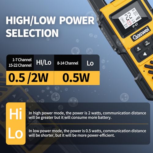 Image of Gaswei G1pro Walkie Talkie Long Range IP67 Waterproof 22 Channels(2 Pack) | Two Way Radios,NOAA Weather Alert,Call Alert,VOX,FM Radio,Rechargeable,Keypad Lock,Shock Resistant,Hiking,Camping,Skiing