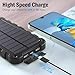 Solar Power Bank 26800 mAh, PD 15 W Portable Solar Charger USB C Outdoor Waterproof External Battery with LED Light and 3 Outputs for Tablets, Smartphones, Outdoor Camping and More Black