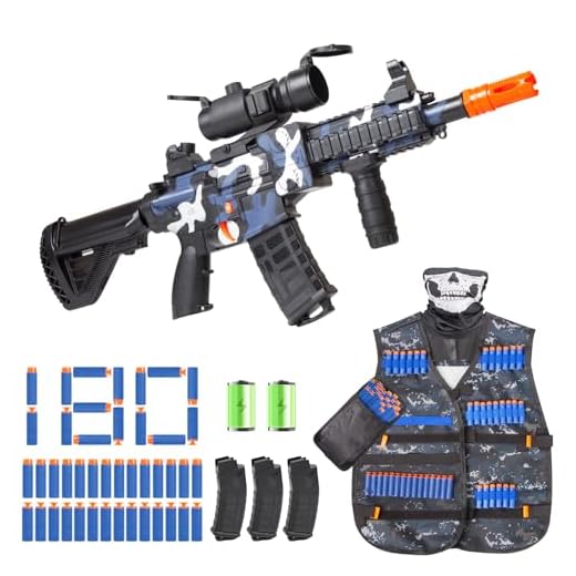 Realistic Toy Gun for Nerf Guns Darts - Electric Sniper Rifle with Tactical Vest Kit, Automatic Foam Blaster with Scope 180 Soft Bullets 3 Magazine for Kid Boy Ages 6-12 Years Old, Indoor Outdoor Game