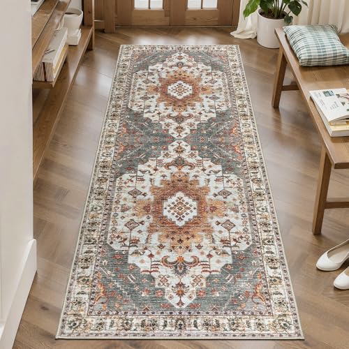 Image of Tangsoo 2x5 Washable Runner Rugs for Hallway, Vintage Non Slip Rug Runner