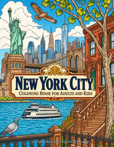 New York City Coloring Book for Adults and Kids: NYC Big Apple Manhattan Activity Pages Souvenir Travel Gifts image 2