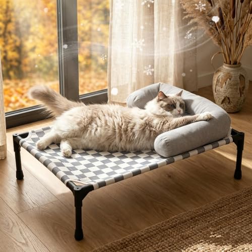 Cama elevada para perros y gatos catre desmontable gris 3