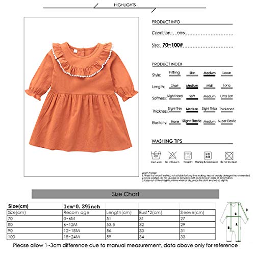 iFCOW Meisje Lange Mouw Jurk, Baby Meisje Jurk Peuter Lange Mouw Ruches Kraag Jurk - Image 8