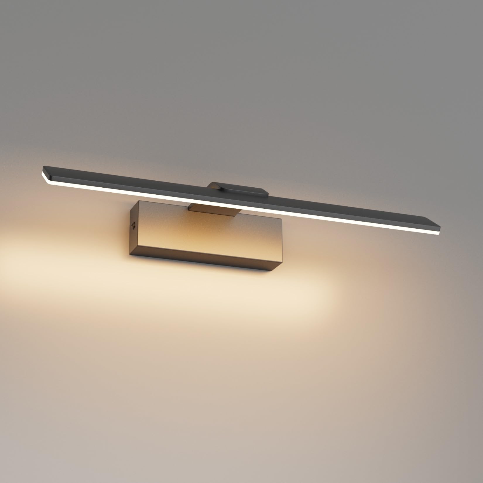 Klighten Lampara Espejo Baño Led 40cm, 12W 1100 Lumen, IP44 Luz Espejo Baño, Aplique Espejo Baño Aluminio Moderno, 60 LEDs, Blanco Cálido 3000K, Nero