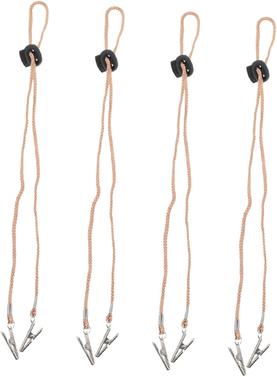 Adjustable Napkin Clips 4pcs Set Multi-Use Hat Chin Strap Holders for Travel Windproof Cloth Attachment Beige