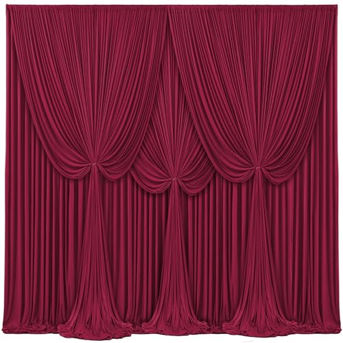 4 Panels Burgundy Backdrop Curtains for Wedding Party Wrinkle Free Backdrops Curtain Drapes Fabric Decorations Maroon Photo Back Drop for Baby Shower Photography Stage Reception 20ft(W) x 12ft(H)