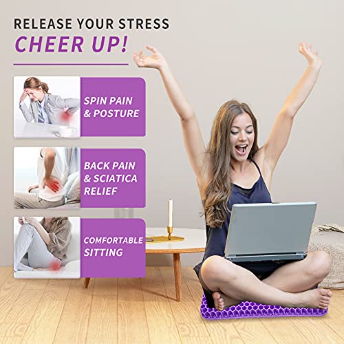 2 Pieces Gel Seat Cushion For Office Chair Car, Double Thick Cooling Egg Seat Cushion, Breathable Honeycomb, For Pressure Relief Back Tailbone Pain Wheelchair Desk Chair #TOP2