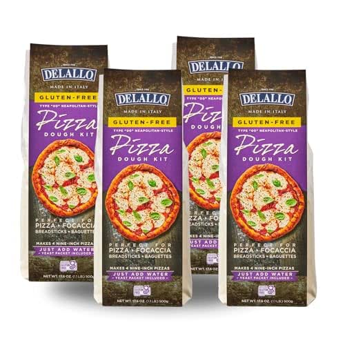 DeLallo Gluten Free Flour Pizza Kit, 17 oz Bag, (4
