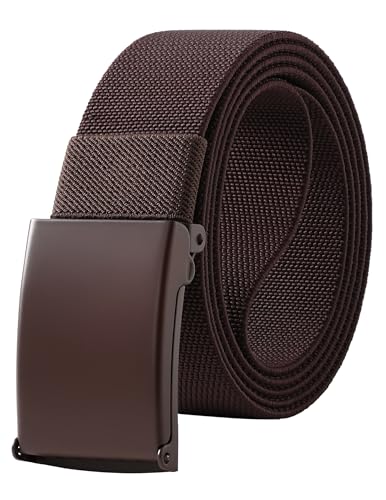 Image of Mile High Life Stretch Canvas Belt for Men, Golf Casual Elastic Web Belt, Top Military Buckle, Adjustable Cut to Fit
