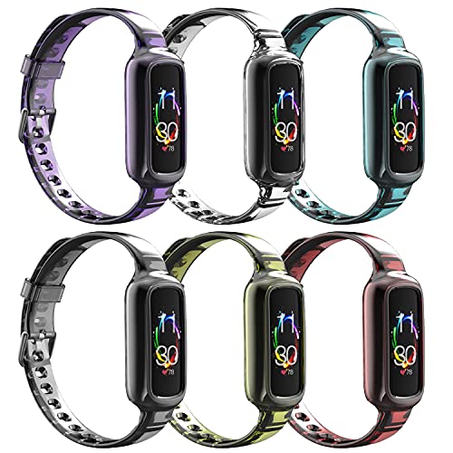 Sport Bands Compatible with Fitbit Luxe TPU Waterproof Quick Release Wristbands Fit for Fitbit Luxe Bands for Women Men,Breathable Strap Replacement for Fitbit Luxe Fitness and Wellness Tracker 6Pack