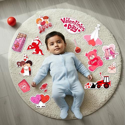 Image of Valentine's Day Baby Photography Props Kit - 20+ Romantic Photo Booth Props and Decorations for Valentine's Party, Baby Photoshoot, Anniversary, and More