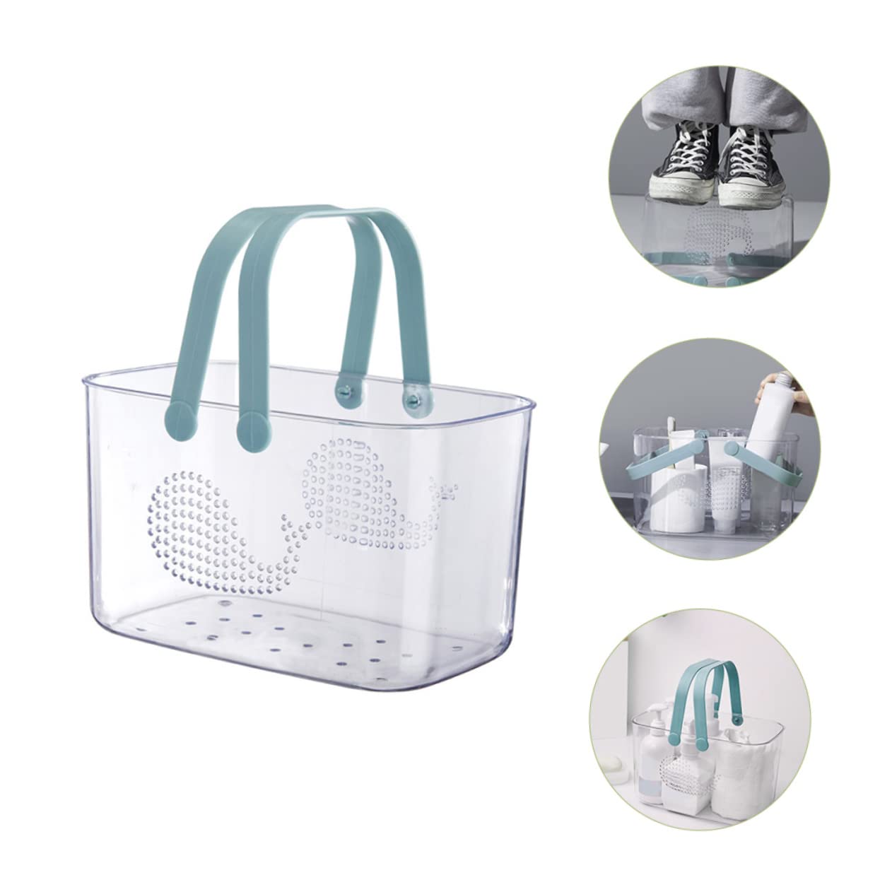 Didiseaon Cesta Organizadora de Ducha Portátil de Plástico para Baño | Transparente, con Asa y Gran Capacidad, para Jabón y Champú, Uso Doméstico en Casa y Baño