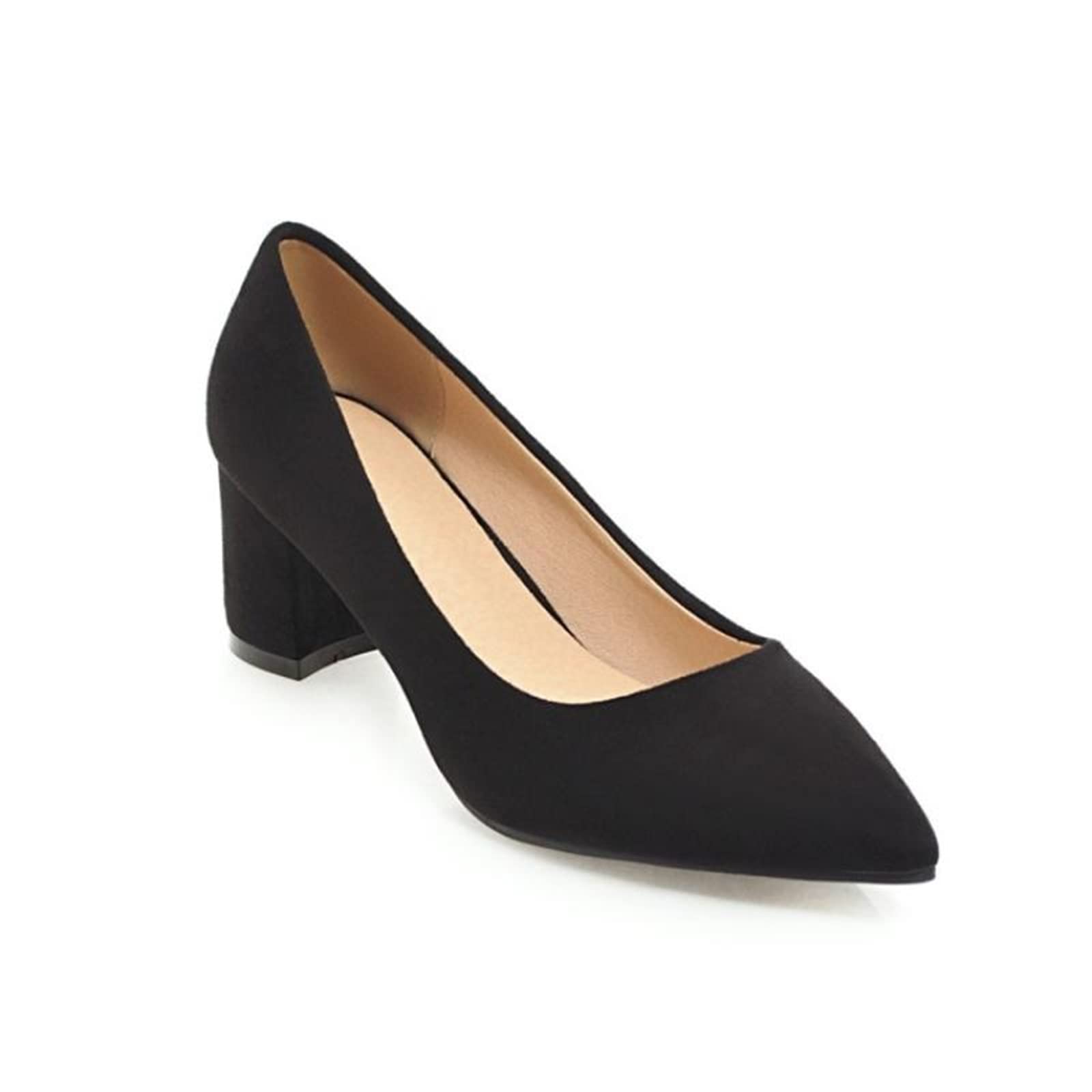 WangSiwe Heels for Women Thick High Heels Shoes Women Pumps Pointed Toe Work Shoes Slip On High Heels Spring Footwear (Color : Hortel�, Size : 8)