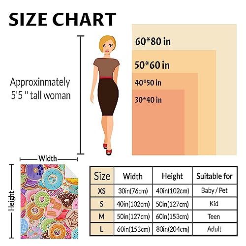 Girls Blanket - 40"x50" Cute Donut Throw Blanket Gifts for Kids & Adults - Colorful Soft Fuzzy Doughnut Blanket for Couch & Living Room