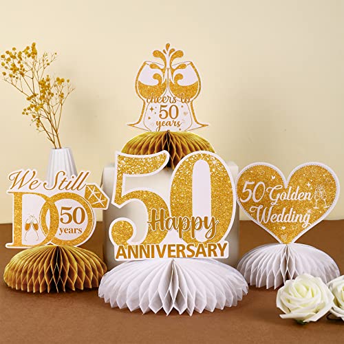 Fangleland 8Pcs Golden Wedding Anniversary Table Decorations - Image 2