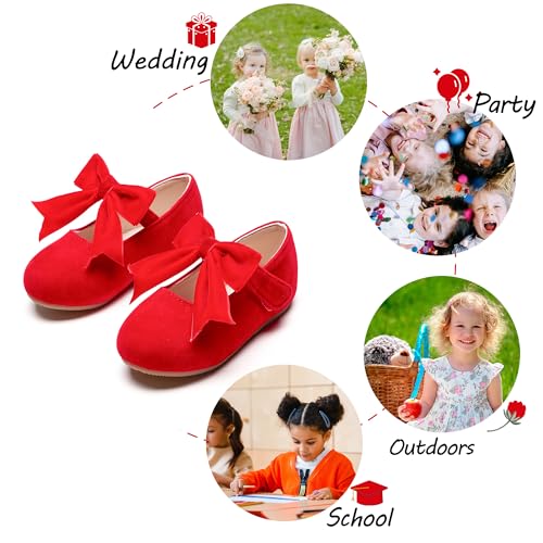 Image of PHIRAMIN Tollder Girl Dress Shoes - Little Girl Ballet Flats for Wedding Party