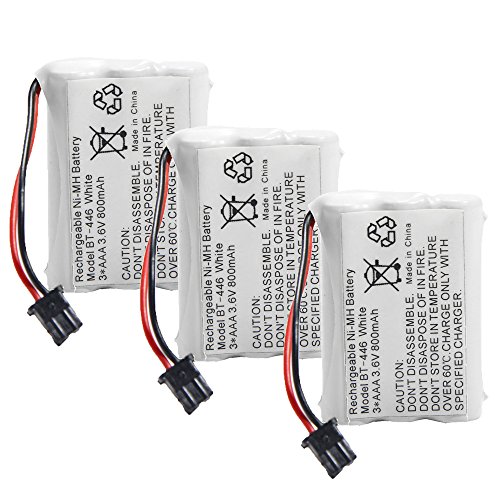 BT-446 Ni-MH Rechargeable Battery for Uniden BT446 BT-1005 TRU9480 TXC-400TCX-80 Radio Shack TAD-3704 TAD-3815 Interstate TEL0375 (800mAh 3.6V) (3-Pack)
