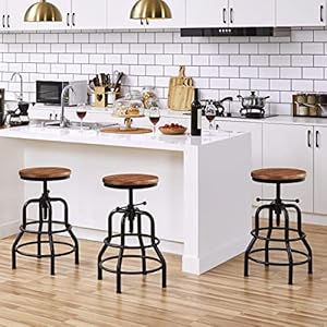 Yaheetech-Industrial-Bar-Stool-Vintage-Counter-Stool-Rustic-Counter-Height-Bar-Stool-Adjustable-Metal-Stool-with-Round-Wood-Seat-KitchenDiningCafe-Chair-20-27-Inch-Tall-Brown-4PCS - Urban Country Home Decor Yaheetech-Industrial-Bar-Stool-Vintage-Counter-Stool-Rustic-Counter-Height-Bar-Stool-Adjustable-Metal-Stool-with-Round-Wood-Seat-KitchenDiningCafe-Chair-20-27-Inch-Tall-Brown-4PCS