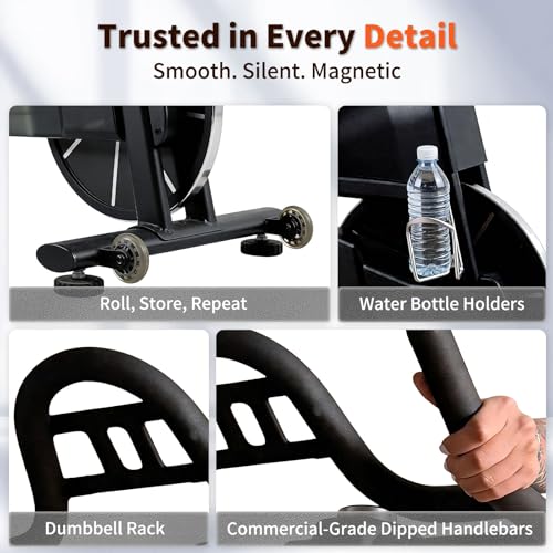 Image of TOUSAINS Magnetic Spin Bike for Home - Heavy Flywheel Exercise Bike, Low Noise Indoor Cycling Bike with Free Training APP, 32-Level Resistance Stationary Bike for Home Gym