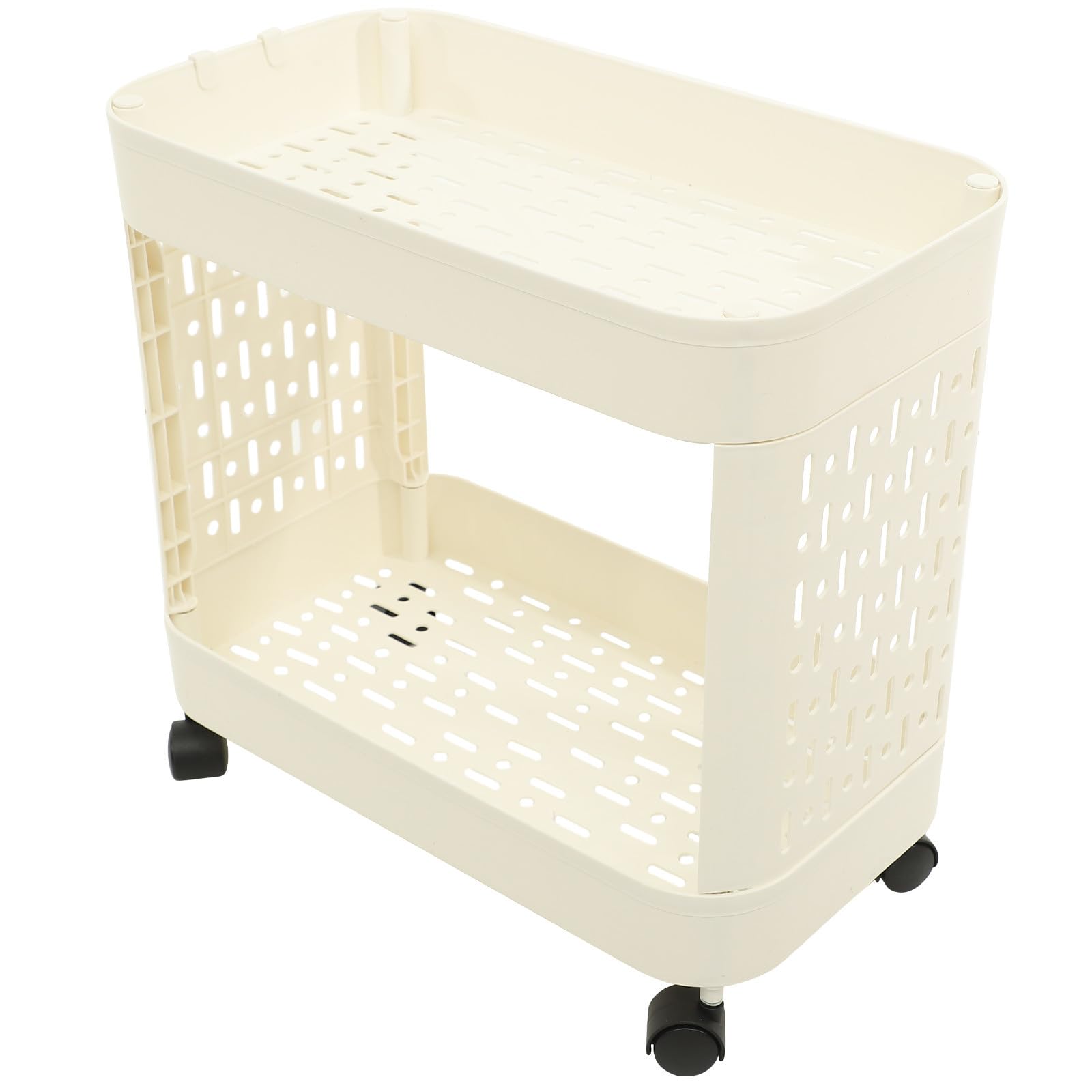Carrito de almacenamiento beige con ruedas para cocina y comedor de plástico de fina elaboración