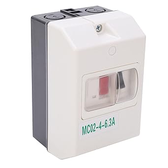 Circuit Breaker, IP55 Waterproof 220V 380V ABS Breaker Switch Thermal Trip Setting Cange 4-6.3A, Motor Overload Protection Isolator for Open Phase Short Circuit Protection and Infrequent Start'